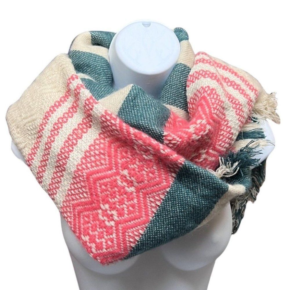 Women’s Colorful‎ Stripe Knit Scarf Fringe Blanket Wrap Tie